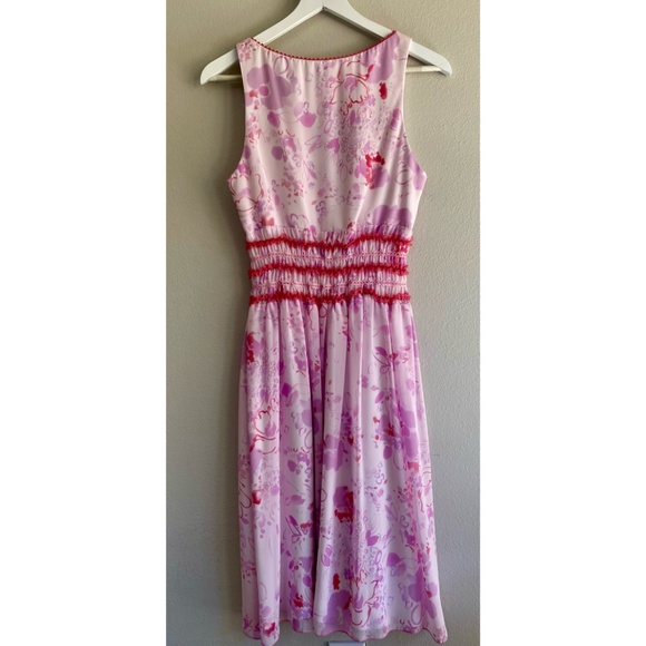 ABS Floral Smocked Dress V-Neck Sleeveless Lined Prom Party - Picture 5 of 11